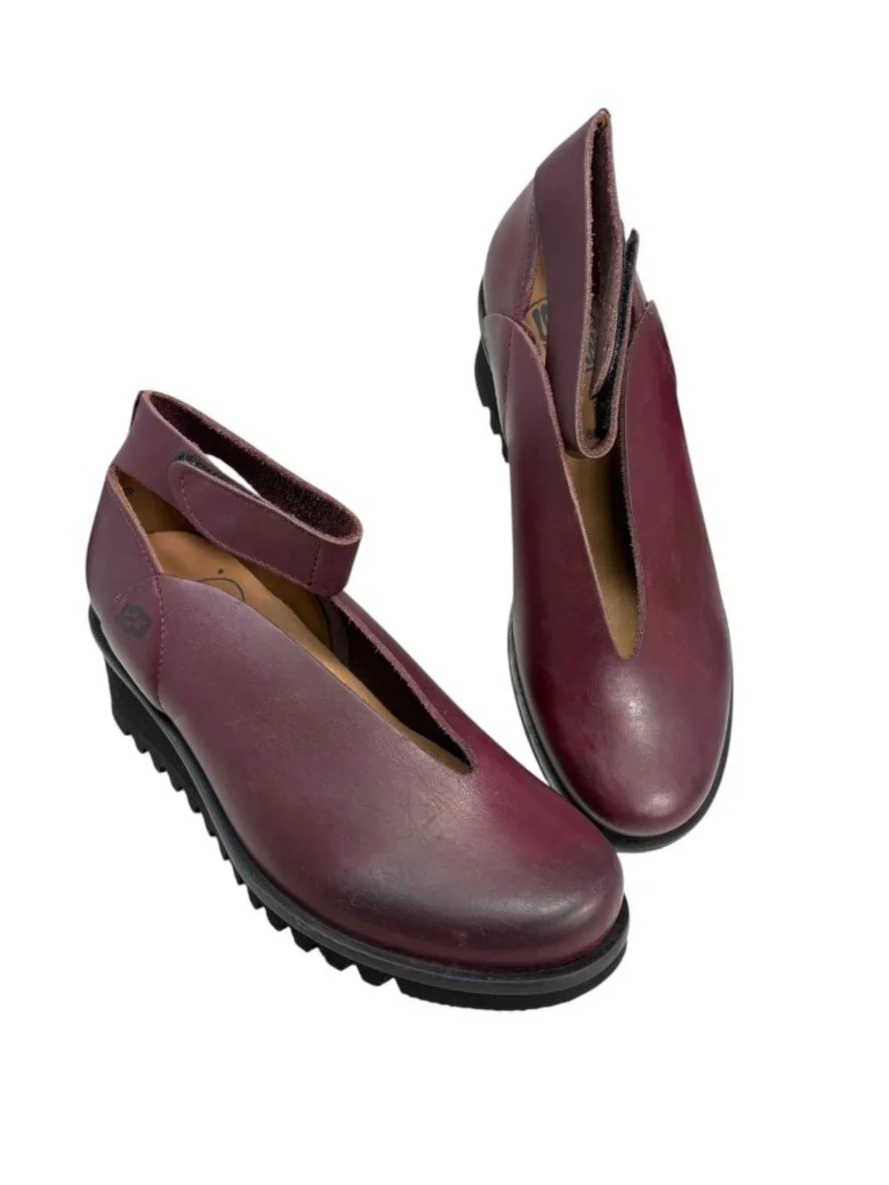 Loints‎ of Holland Selena Burgundy Leather Ankle Strap Wedge